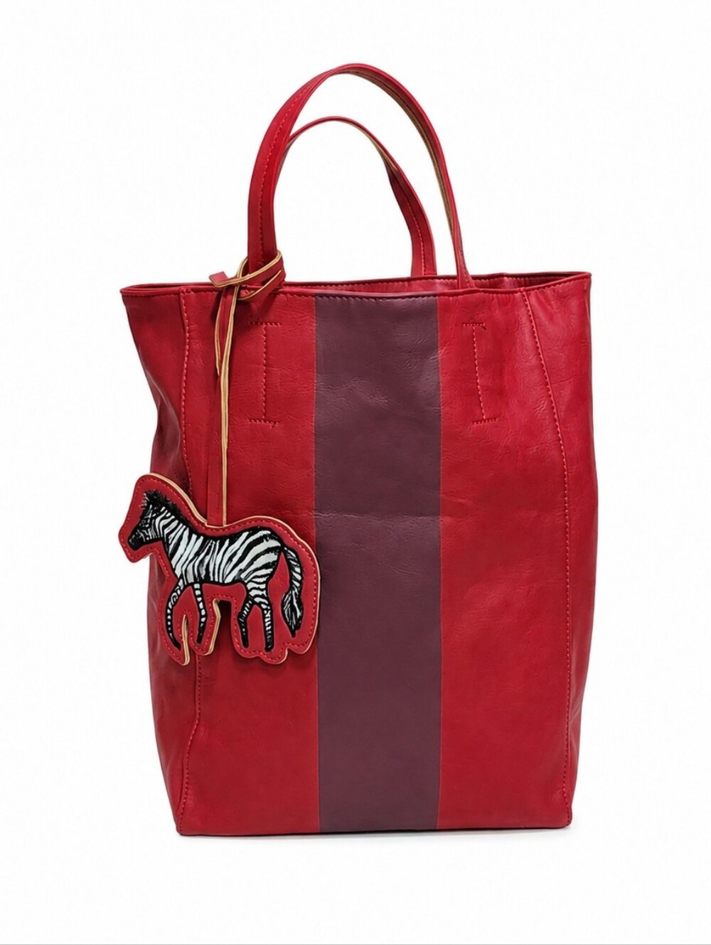 Saks Fifth Avenue Red Colorblock Zebra Tote